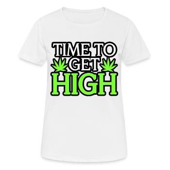TIME TO GET HIGH - Frauen T-Shirt atmungsaktiv - Weiß - Vorne - AI Model Female 172 dark (172cm)