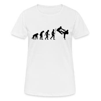 Entwicklung des Karate - Frauen T-Shirt atmungsaktiv - Weiß - Vorne - AI Model Female 172 dark (172cm)