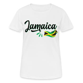 Drapeau Jamaica et écriture stylisée Jamaïque - T-shirt respirant Femme - blanc - Devant - AI Model Female 172 dark (172cm)