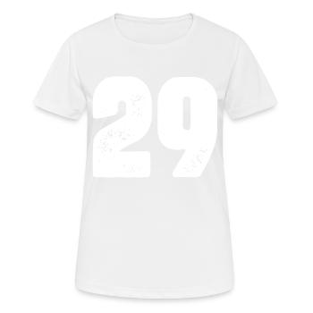 29 Zahl Trikot - Frauen T-Shirt atmungsaktiv - Weiß - Vorne - AI Model Female 172 dark (172cm)
