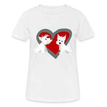 Saint-Valentin aimant les chiens - T-shirt respirant Femme - blanc - Devant - AI Model Female 172 dark (172cm)