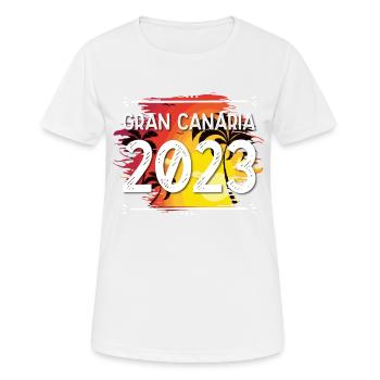 Gran Canaria 2023 - Frauen T-Shirt atmungsaktiv - Weiß - Vorne - AI Model Female 172 dark (172cm)