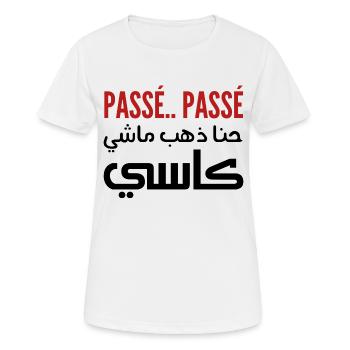 Passé passé hna dheb mechi cassé - T-shirt respirant Femme - blanc - Devant - AI Model Female 172 dark (172cm)