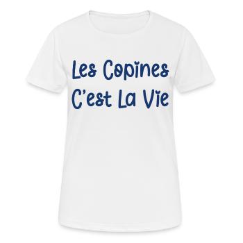 Les copines c'est la vie - T-shirt respirant Femme - blanc - Devant - AI Model Female 172 dark (172cm)