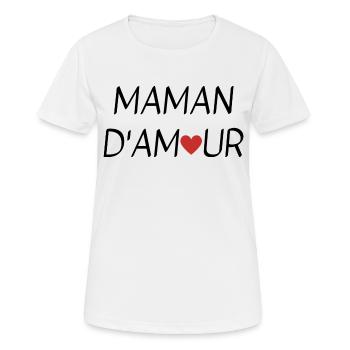 Mamour d'amour - T-shirt respirant Femme - blanc - Devant - AI Model Female 172 dark (172cm)