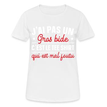 J'ai Pas Un Gros Bide C'est Le Tee Shirt Cadeau - T-shirt respirant Femme - blanc - Devant - AI Model Female 172 dark (172cm)