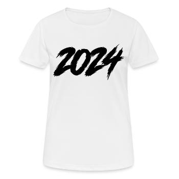 2024 - Frauen T-Shirt atmungsaktiv - Weiß - Vorne - AI Model Female 172 dark (172cm)