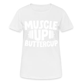 Muscle Up Buttercup 2 - Frauen T-Shirt atmungsaktiv - Weiß - Vorne - AI Model Female 172 dark (172cm)