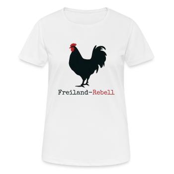 Freiland Rebell - Frauen T-Shirt atmungsaktiv - Weiß - Vorne - AI Model Female 172 dark (172cm)
