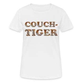 Jeu de mots expression ambiguë - canapé tigre - T-shirt respirant Femme - blanc - Devant - AI Model Female 172 dark (172cm)