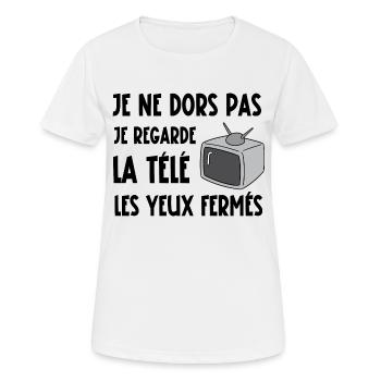 je ne dors pas - T-shirt respirant Femme - blanc - Devant - AI Model Female 172 dark (172cm)