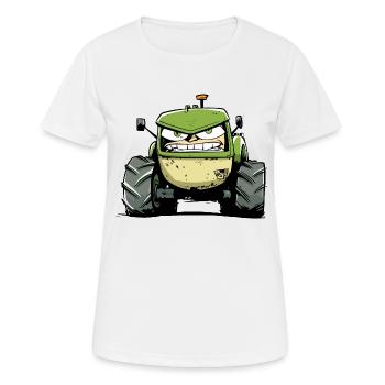 Tracteur énervé n°4 - T-shirt respirant Femme - blanc - Devant - AI Model Female 172 dark (172cm)