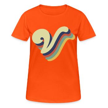 Lettre v rétro - T-shirt respirant Femme - orange néon - Devant - AI Model Female 172 dark (172cm)
