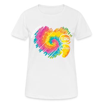 Psychische Gesundheit - Semikolon Psychische Gesundheit - Frauen T-Shirt atmungsaktiv - Weiß - Vorne - AI Model Female 172 dark (172cm)