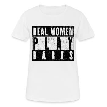 Real Women Play Darts - Funny Darts Players - Women's Breathable T-Shirt - white - Front - AI Model Female 172 dark (172cm)