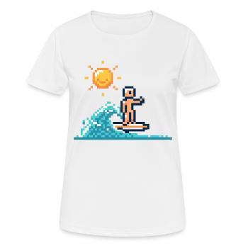 Pixel Surfer - T-shirt respirant Femme - blanc - Devant - AI Model Female 172 dark (172cm)