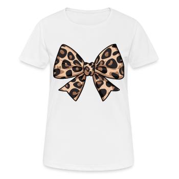 LARGE BOW WITH LEOPARD TREND - Women's Breathable T-Shirt - white - Front - AI Model Female 172 dark (172cm)