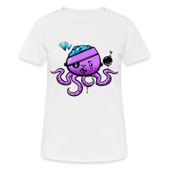 Pirate Octopus with Bomb - Women's Breathable T-Shirt - white - Front - AI Model Female 172 dark (172cm)