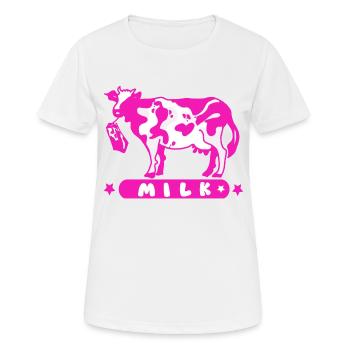 Carton de lait vache rose - T-shirt respirant Femme - blanc - Devant - AI Model Female 172 dark (172cm)
