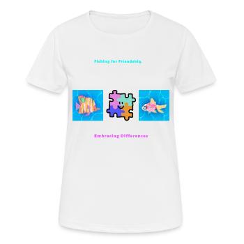 Pêcher l’amitié Accepter les différences - T-shirt respirant Femme - blanc - Devant - AI Model Female 172 dark (172cm)