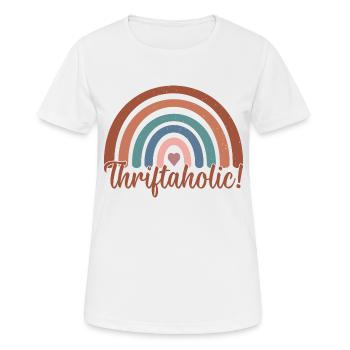 Thrift Shopper Thriftaholic Thrift Store - Frauen T-Shirt atmungsaktiv - Weiß - Vorne - AI Model Female 172 dark (172cm)