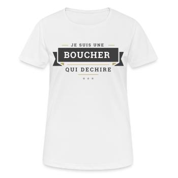 boucher qui dechire - T-shirt respirant Femme - blanc - Devant - AI Model Female 172 dark (172cm)