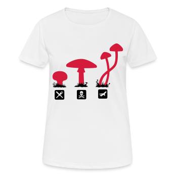 Pilze, Psylocibin Speisen Töten Fliegen - Frauen T-Shirt atmungsaktiv - Weiß - Vorne - AI Model Female 172 dark (172cm)