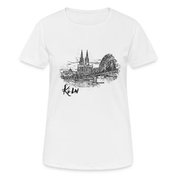 Cologne, city view as a sketch - Women's Breathable T-Shirt - white - Front - AI Model Female 172 dark (172cm)