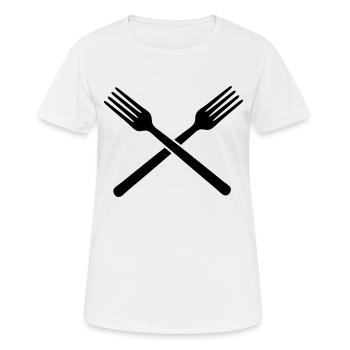 forks hungry - Women's Breathable T-Shirt - white - Front - AI Model Female 172 dark (172cm)