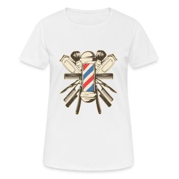 Barber Accessories - Bartscherer Rasur Bart Frisur - Frauen T-Shirt atmungsaktiv - Weiß - Vorne - AI Model Female 172 dark (172cm)