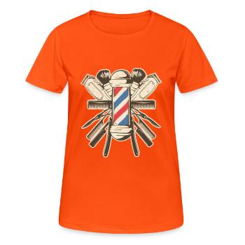 Barber Accessories - Bartscherer Shave Beard Hairstyle - Women's Breathable T-Shirt - neon orange - Front - AI Model Female 172 dark (172cm)