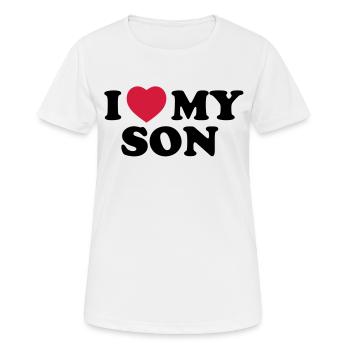 I love my son - Frauen T-Shirt atmungsaktiv - Weiß - Vorne - AI Model Female 172 dark (172cm)