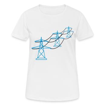 row pattern many track electricity mast power pole ele - Women's Breathable T-Shirt - white - Front - AI Model Female 172 dark (172cm)