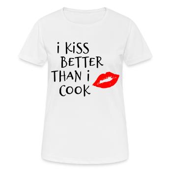 I kiss better than I cook - Women's Breathable T-Shirt - white - Front - AI Model Female 172 dark (172cm)
