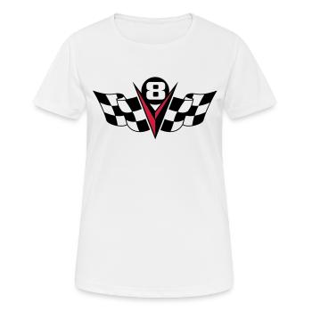 V8 Power 2c - Frauen T-Shirt atmungsaktiv - Weiß - Vorne - AI Model Female 172 dark (172cm)