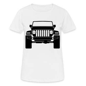 Jeep Wrangler JL - Frauen T-Shirt atmungsaktiv - Weiß - Vorne - AI Model Female 172 dark (172cm)