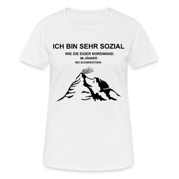 Eiger, asocial, non social émotif, sans émotion - T-shirt respirant Femme - blanc - Devant - AI Model Female 172 dark (172cm)