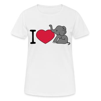 elefant i love liebe herz sitzend suess kalb klein - Frauen T-Shirt atmungsaktiv - Weiß - Vorne - AI Model Female 172 dark (172cm)