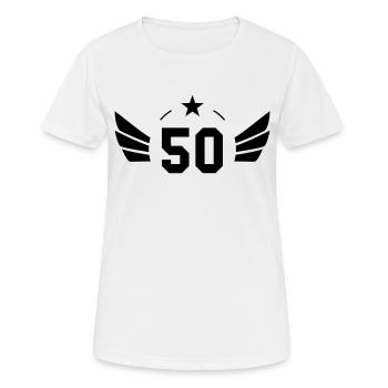 50 Years - Frauen T-Shirt atmungsaktiv - Weiß - Vorne - AI Model Female 172 dark (172cm)