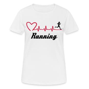 Coureuse et ECG rythme cardiaque, courir pouls - T-shirt respirant Femme - blanc - Devant - AI Model Female 172 dark (172cm)