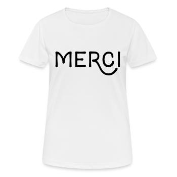 Merci! - Merci en français - T-shirt respirant Femme - blanc - Devant - AI Model Female 172 dark (172cm)
