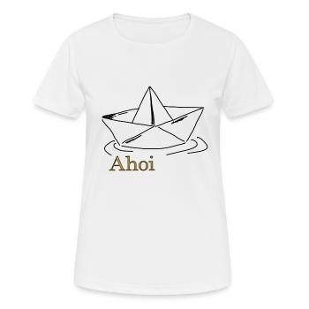 Ahoi Papierboot - Frauen T-Shirt atmungsaktiv - Weiß - Vorne - AI Model Female 172 dark (172cm)