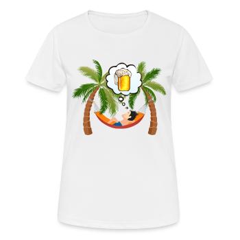 Hängematte Palme Urlaub Bierkrug Schaum Alkohol hu - Frauen T-Shirt atmungsaktiv - Weiß - Vorne - AI Model Female 172 dark (172cm)