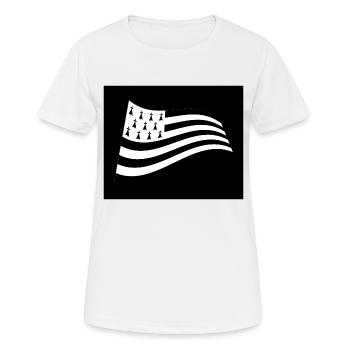drapeau breton dans le vent - T-shirt respirant Femme - blanc - Devant - AI Model Female 172 dark (172cm)
