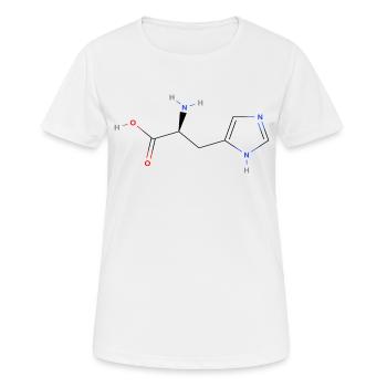 Histidin Molekül - Farbige Strukturformel - Frauen T-Shirt atmungsaktiv - Weiß - Vorne - AI Model Female 172 dark (172cm)
