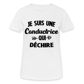 Je Suis Une Conductrice Qui Déchire - T-shirt respirant Femme - blanc - Devant - AI Model Female 172 dark (172cm)