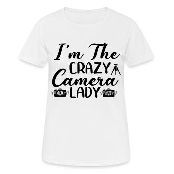 Je suis la dame folle de la caméra - T-shirt respirant Femme - blanc - Devant - AI Model Female 172 dark (172cm)