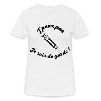 J peux pas je suis de garde infirmièr(e) ! - T-shirt respirant Femme - blanc - Devant - AI Model Female 172 dark (172cm)