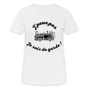 J peux pas je suis de garde pompier ! - T-shirt respirant Femme - blanc - Devant - AI Model Female 172 dark (172cm)