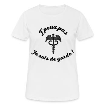 J peux pas je suis de garde médecin ! - T-shirt respirant Femme - blanc - Devant - AI Model Female 172 dark (172cm)
